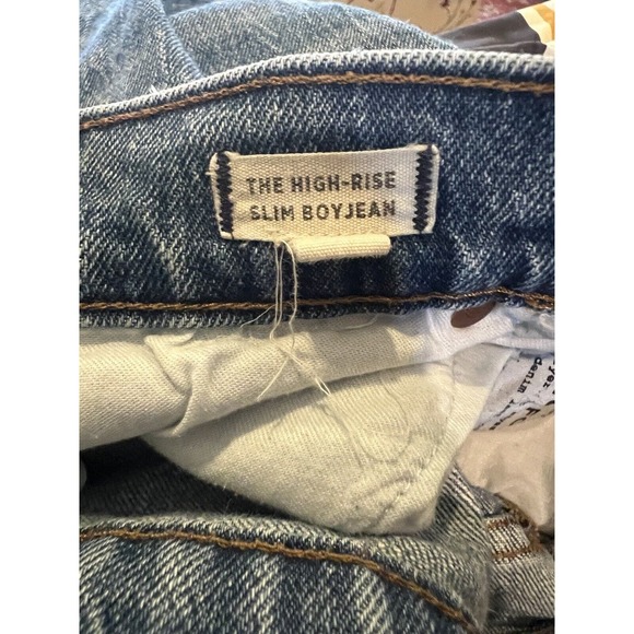 MADEWELL Womens Jeans HI-RISE SLIM BOYJEAN Medium Wash Raw Hem Sz 26 - Picture 4 of 5